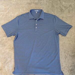 Peter Millar Classic Blue/Lavender Striped Polo Shirt Large